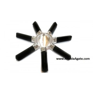 Black Tourmaline Pencil Energy Generator with Crystal Quartz Cone | Energy Healing Tools