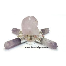 Amethyst Pencil Energy Generator with Amethyst Skull