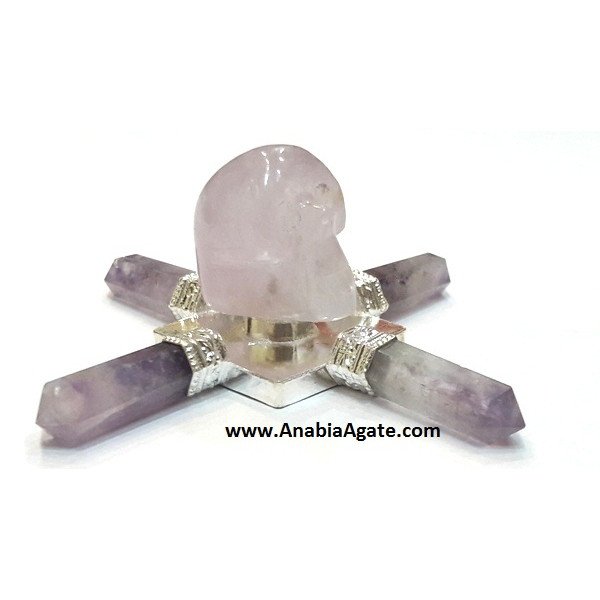 Amethyst Pencil Energy Generator with Amethyst Skull