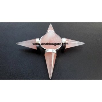 Rose Quartz 4 Cone Energy Generator with Conical Pyramid