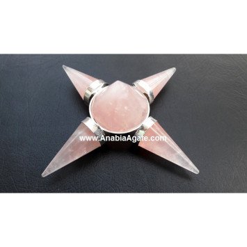 Rose Quartz 4 Cone Energy Generator with Conical Pyramid