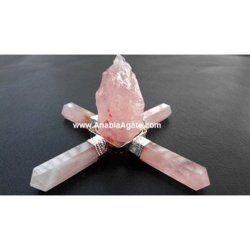 Rose Quartz Pencil Energy Generator with Raw Rose Quartz Center (1 Lot)