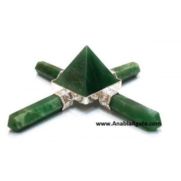 Green Aventurine Pencil Energy Generator with Pyramid - Enhance Your Space