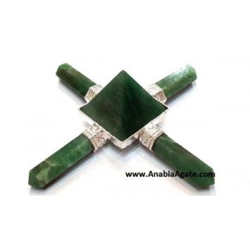 Green Aventurine Pencil Energy Generator with Pyramid - Enhance Your Space