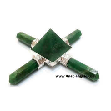 Green Aventurine Pencil Energy Generator with Pyramid - Enhance Your Space