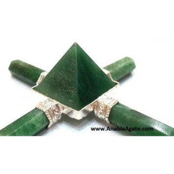 Green Aventurine Pencil Energy Generator with Pyramid - Enhance Your Space