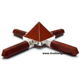 Red Jasper Pencil Energy Generator with Pyramid in Center - Natural Crystal Healing