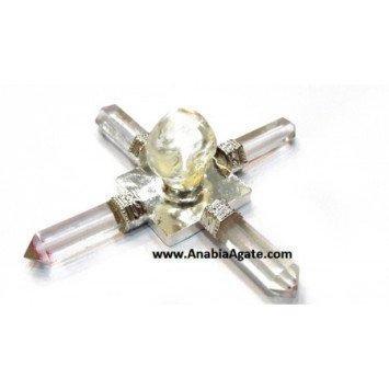 Crystal Quartz Skull Energy Generator with Four Pencils - Enhance Your Space with Positive Energy