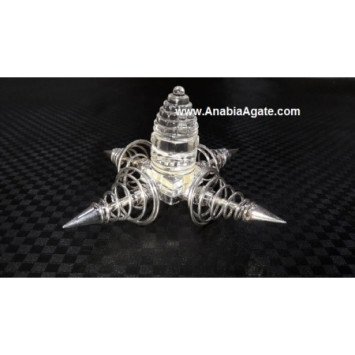 Crystal Quartz Shree Yantra Energy Generator with Silver Vortex | Harmonize Your Space