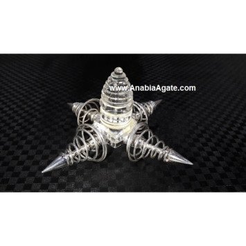 Crystal Quartz Shree Yantra Energy Generator with Silver Vortex | Harmonize Your Space