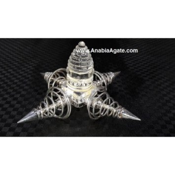 Crystal Quartz Shree Yantra Energy Generator with Silver Vortex | Harmonize Your Space