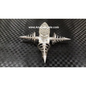 Crystal Quartz Shree Yantra Energy Generator with Silver Vortex | Harmonize Your Space