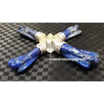Lapis Lazuli Angel Energy Generator with Crystal Pyramid in Center - Enhance Your Space's Energy