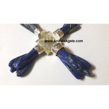 Lapis Lazuli Angel Energy Generator with Crystal Pyramid in Center - Enhance Your Space's Energy