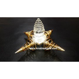 Crystal Shree Yantra with Golden Vortex Energy Generator - Enhance Your Spiritual Energy