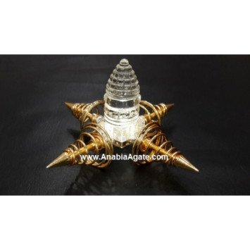 Crystal Shree Yantra with Golden Vortex Energy Generator - Enhance Your Spiritual Energy