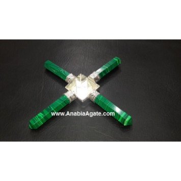 Malachite Pencil Energy Generator with Crystal Pyramid - Enhance Your Space's Energy