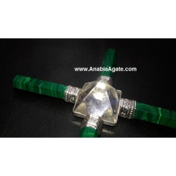Malachite Pencil Energy Generator with Crystal Pyramid - Enhance Your Space's Energy