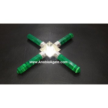 Malachite Pencil Energy Generator with Crystal Pyramid - Enhance Your Space's Energy