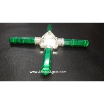 Malachite Pencil Energy Generator with Crystal Pyramid - Enhance Your Space's Energy