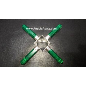 Malachite Pencil Energy Generator with Crystal Pyramid - Enhance Your Space's Energy