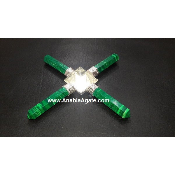 Malachite Pencil Energy Generator with Crystal Pyramid - Enhance Your Space's Energy