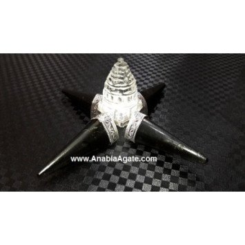 Black Tourmaline Energy Generator with Crystal Quartz Shree Yantra