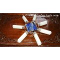 White Agate Pencil Energy Generator with Lapis Lazuli Pyramid