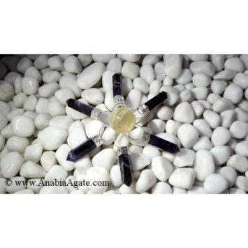 Amethyst Pencil Energy Generator with Small Crystal Quartz Ball