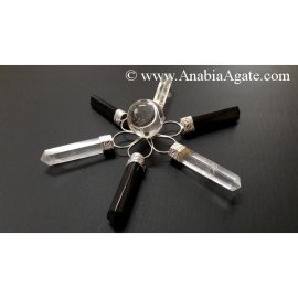 Crystal Quartz & Black Tourmaline Energy Generator with Crystal Ball - Healing Crystal Energy Tool