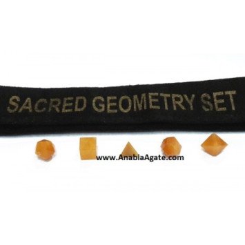 Yellow Aventurine 5 Pcs Sacred Geometry Set with Velvet Purse