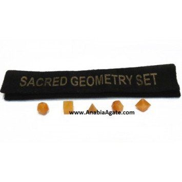 Yellow Aventurine 5 Pcs Sacred Geometry Set with Velvet Purse