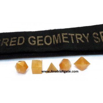 Yellow Aventurine 5 Pcs Sacred Geometry Set with Velvet Purse
