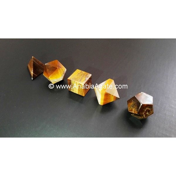 Tiger Eye 5 Pcs Sacred Geometry Set - Healing Crystal