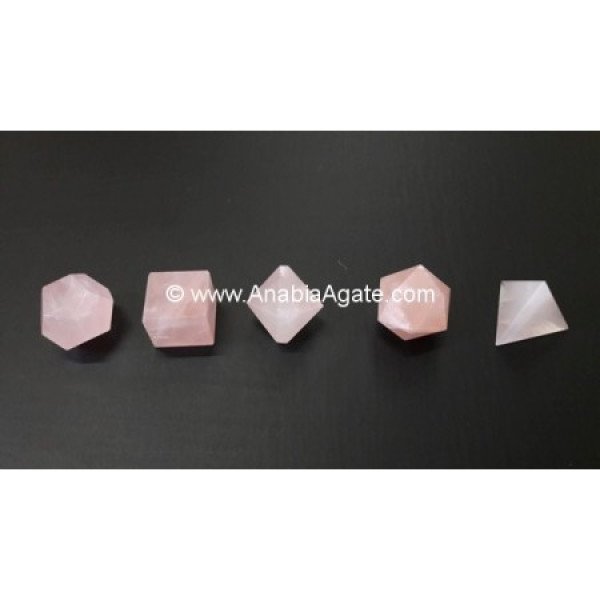 Rose Quartz 5 Pcs Sacred Geometry Set - Healing Crystal Set