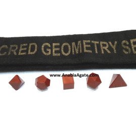 Red Jasper 5pcs Sacred Geometry Set with Velvet Purse - Crystal Healing Kit