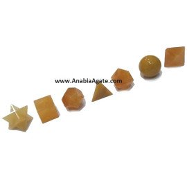 Yellow Aventurine 7 Pcs Sacred Geometry Set | Crystal Healing