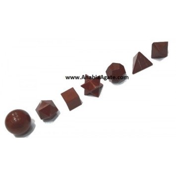 Red Jasper 7pcs Sacred Geometry Set - Healing Crystals for Energy Alignment