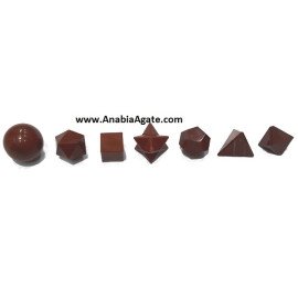 Red Jasper 7pcs Sacred Geometry Set - Healing Crystals for Energy Alignment