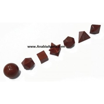 Red Jasper 7pcs Sacred Geometry Set - Healing Crystals for Energy Alignment