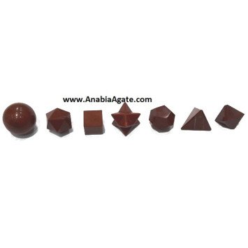Red Jasper 7pcs Sacred Geometry Set - Healing Crystals for Energy Alignment