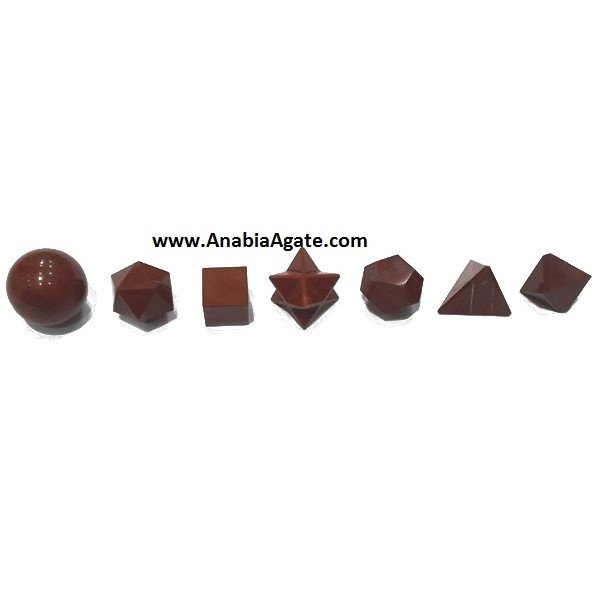Red Jasper 7pcs Sacred Geometry Set - Healing Crystals for Energy Alignment