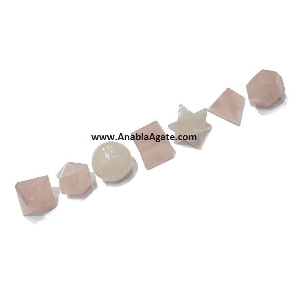 Rose Quartz 7 Pcs Sacred Geometry Set - Healing Crystals and Stones