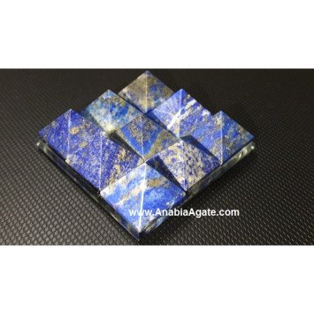 Lapis Lazuli Nine Pyramids on Glass Plate - Handcrafted Gemstone Decor
