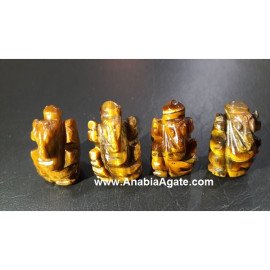 Tiger's Eye Ganesha 1 Inch Idols - Handcrafted Gemstone Décor