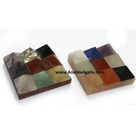 Plate of Nine Gemstone Pyramids - Unique Decorative Piece for Home and Office