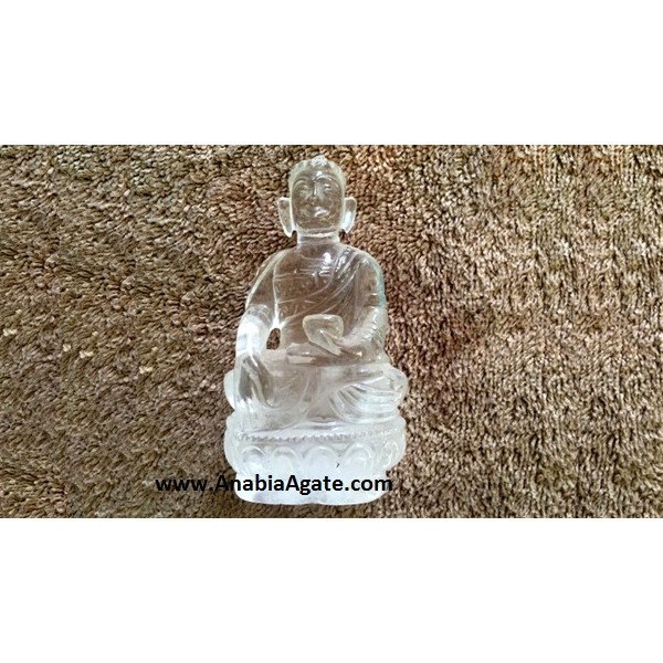 Crystal Quartz Buddha Figurine - Handcrafted Healing Statue