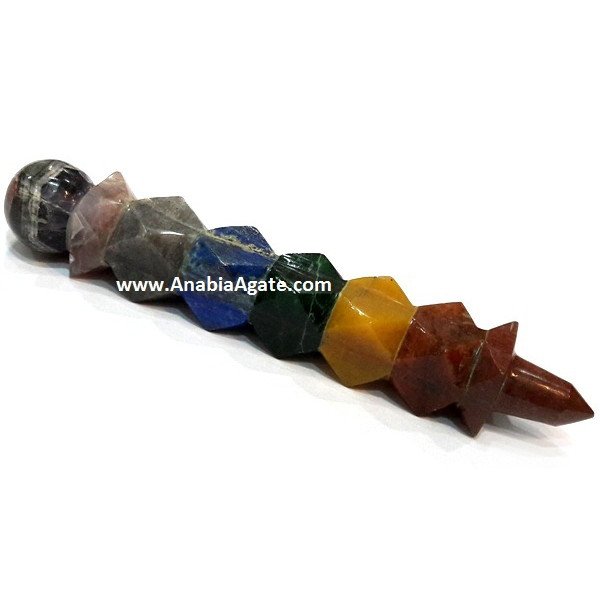 Chakra Stones Bonded Healing Stick - Balancing Energy Crystal Wand
