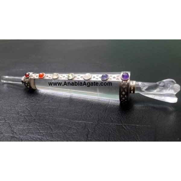 Crystal Quartz Chakra Angel Healing Wand with Pencil Point | Energy Healing Tools