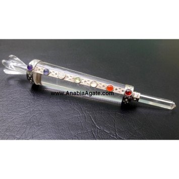 Crystal Quartz Chakra Angel Healing Wand with Pencil Point | Energy Healing Tools